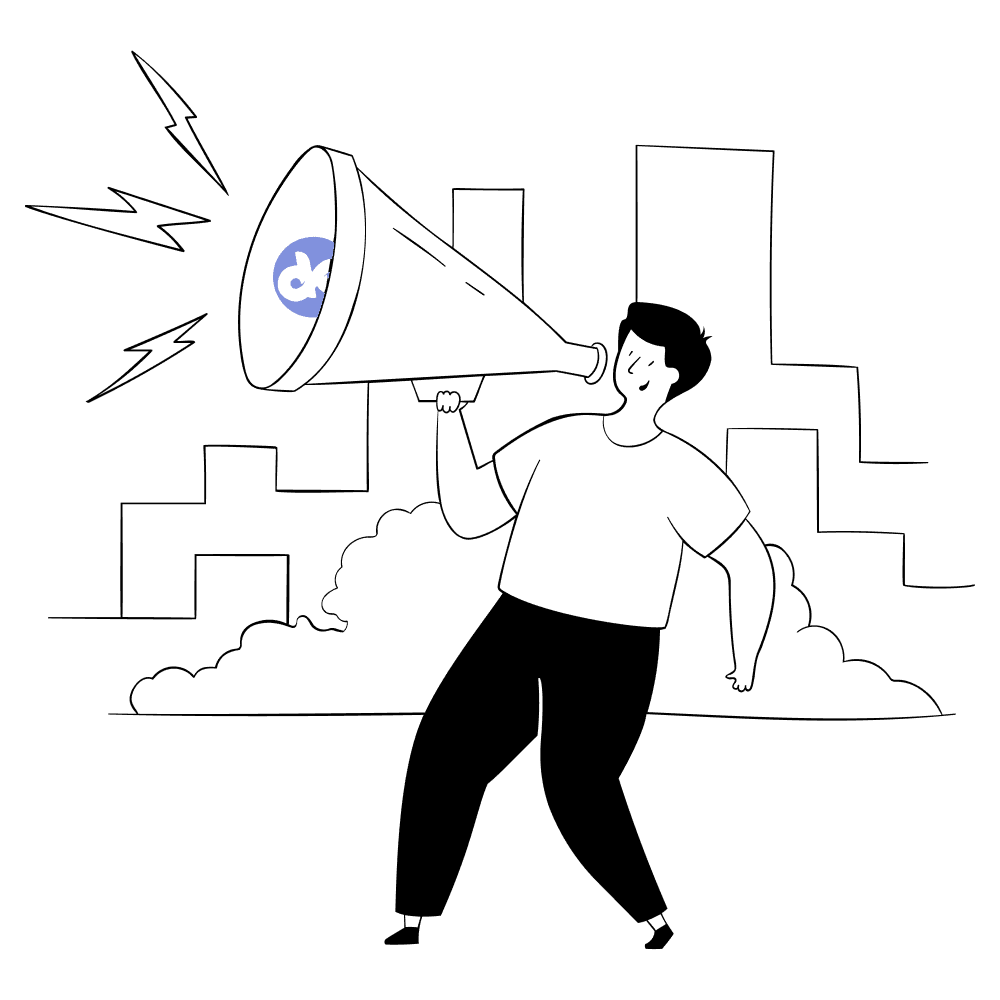 Person with megaphone illustration